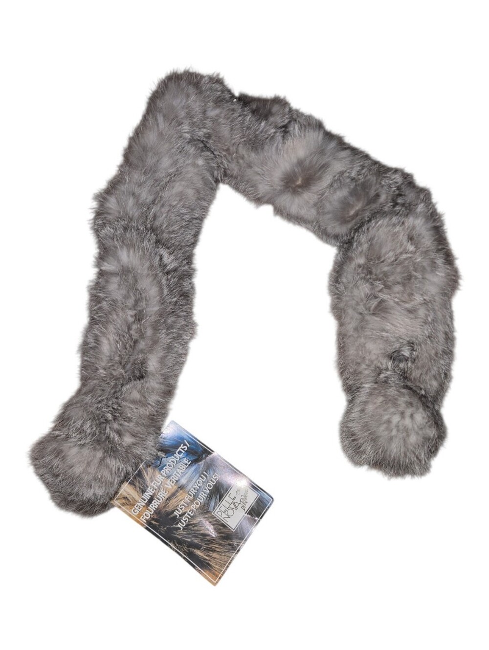 Gray Rabbit Fur Scarf